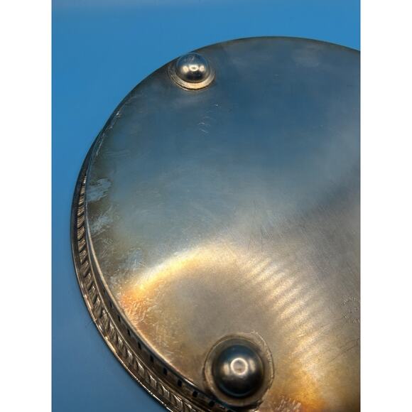 Antique Victorian Silver Plated Footed Serving Tray W/ Pierced Gallery Trim 10” - Picture 5 of 8